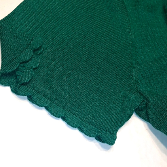 Ann Taylor LOFT Beautiful scallopped edge Short Sleeve Sweater Top☆ XL - Picture 5 of 13